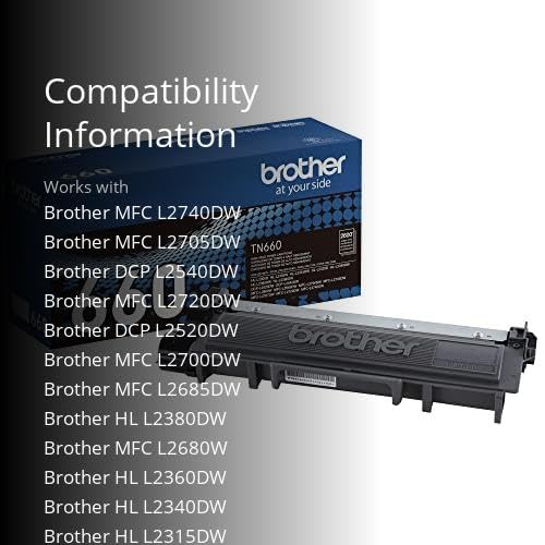 Brother Genuine High Yield Toner Cartridge, TN660, Replacement Black Toner, Page Yield Up to 2,600 Pages, Amazon Dash Replenishment Cartridge, Black, 1 pack