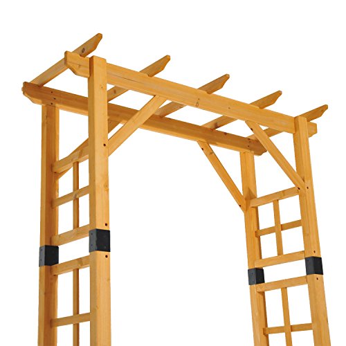 oldzon 7FT Premium Fir Wooden Garden Arbor Arch Trellis Wood Yard Outdoor Lattice Decor with Ebook