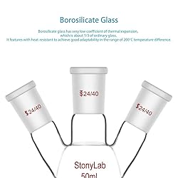 StonyLab Glass 50ml Heavy Wall 3 Neck Round Bottom