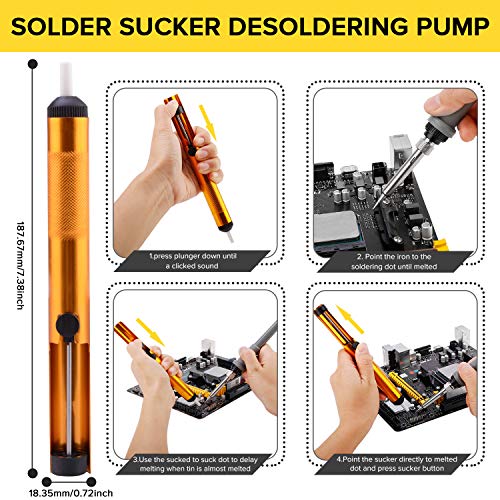 Soldering Iron Kit-Turnraise Soldering Iron 60 W Adjustable,Stand,Digital Multimeter,Soldering Iron Tip Set,Screwdriver,Desoldering Pump,Wire Cutter,Solder Wire,Solder Wire,Tweezers - [110 V, US Plug] - Thumbnail 4