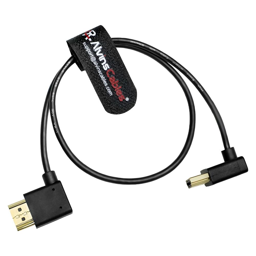 Alvin's Cables Z CAM E2 L Shape 2.0 HDMI Cable for Atomos Shinobi Ninja V Monitor Portkeys BM5 Monitor 90 Degrees up to Right Angle Down 60CM
