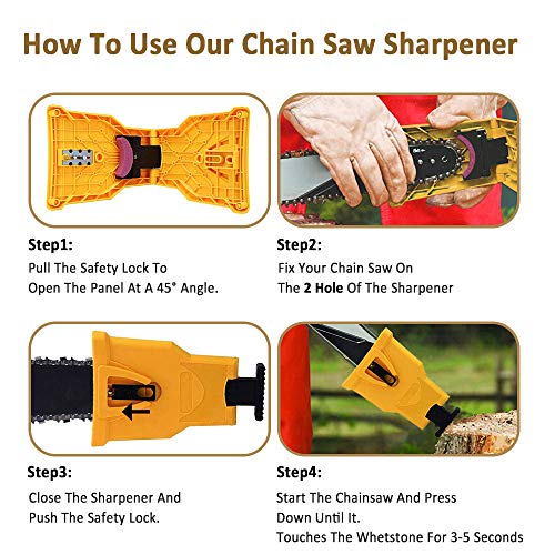 OneBom Chainsaw Sharpener, Chain Saw Sharpeners, Chainsaw Teeth Sharpener, Chain Sharpener for Chainsaws, Chain Saw Blade Sharpener with Sharpener Fit for 14/16/18/20 Inch Chain Saw Bar with 2 Holes