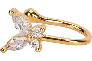 MILETINE Nose Rings,Fake Nose Ring,Septum Nose Ring,Piercing Jewelry Gift for Men Women,Nose Piercing Clip Eye-catching U Shape Copper Cubic Zirconia Multi-Style Shiny Ear Cuffs Nose Stud for Daily Wear - 16