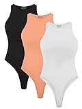 Cyanstyle 3 Piece Bodysuits for Women Sleeveless
