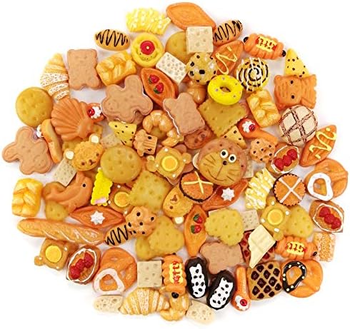 Augoog デコパーツ福袋 大量 スイーツ 樹脂制 お菓子 パン系ミックス 100個セット アクセサリー 素材 材料 ハンドメイド セール 特集 携帯ケース 手芸 ヘアクリップ パーツ