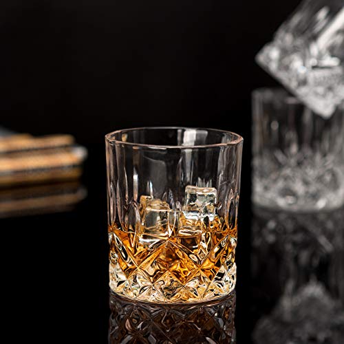 LANFULA Crystal Whiskey Glass, Premium Old Fashioned Tumblers Set of 4