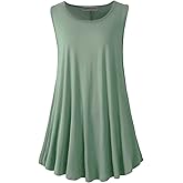 SepiMeli Plus Size Sleeveless Tunic Tank - Flowy Swing Top for Women, Soft Stretch Casual Shirt for Leggings (2XL-4X)