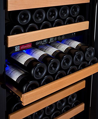 Allavino-YHWR99-2BRN-99-Bottle-Dual-Zone-Wine-Cellar-Refrigerator-Black-Door-with-Hinge-on-Right
