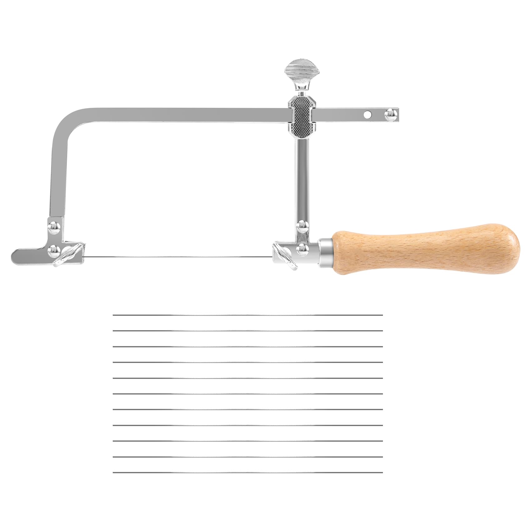 Tsudoku Coping Saw Steel Frame and 12 Pcs Diameter 1Mm Wire Saw, Accurate Cutting for Wood, Metal, Plastic, Etc.