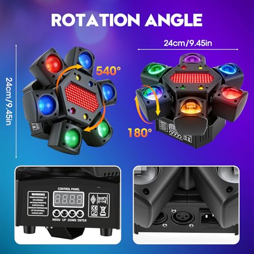 DMX512 LED Moving Head 80W RGBW Disco Projector Light with Remote Control, 6 Light Arms + Bee Eye Effect, DMX512 for DJ Bar Wedding Party