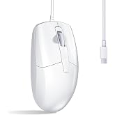 LOONASA USB C Wired Mouse, Type C Optical Mouse, Portable Silent Comfortable, for Laptop, Mac, MacBook, Android, PC, White