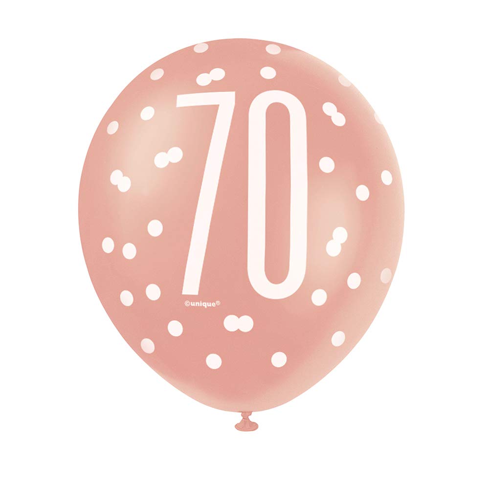 Stunning 70th Rose Gold Latex Balloons (30cm) - Perfect for Birthday, Annivesaries & Memorable Celebrations - 6ct