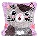 Beyond Your Thoughts DIY Latch Hook Kits Cute Cat Pillow Cover Pattern Printed Crochet Needlework Crafts for Kids Adults and Beginners Family Decoration16.5 * 16.5 in BZ983