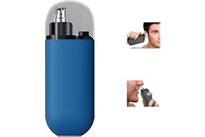 ATLODAS Portable Nose Hair Trimmer, Trendy Ear and Nose Hair Trimmer for Men and Women, 7000 RPM Motor, IPX7 Waterproof, Type-C Rechargeable Nose Trimmer with Dust Protection Cap, Dual Edge Blade (Blue)