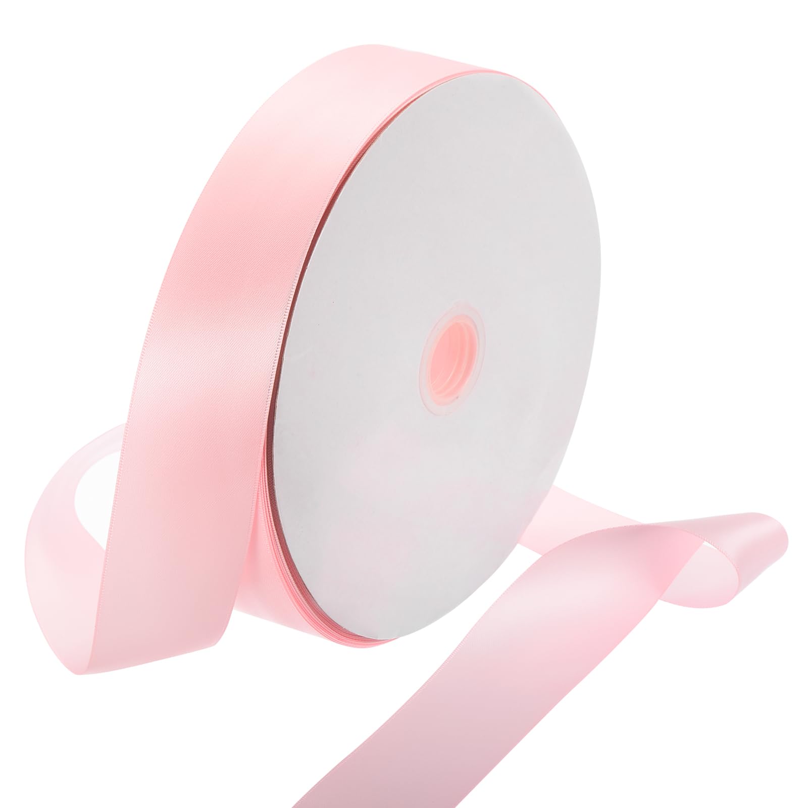 Rebower 3.8cm Satin Ribbon 91m Thick Double Face Grosgrain Silk Ribbon, [for Gift Wrapping, Hair Bows, Wedding, Cake, Flower] - 100 Yard/300ft/ Light Pink