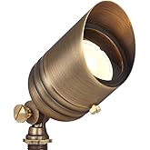 VOLT Fat Boy 12V Brass Outdoor Spotlight (Bronze) with 5W 2700K Warm White 400 Lumen MR16 LED Bulb for Low Voltage Landscape 