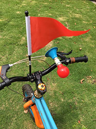 AISHEMI Kids Bike Accessories Cycling Handlebar Safety Triangle Flag Pole Polyester Tear-Resistant Waterproof Orange Safty Flag - Thumbnail 3