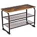 VASAGLE Industrial Shoe Bench Rack, 3-Tier Shoe Storage Shelf for Entryway Hallway Living Room, Wood Look Accent Furniture with Metal Frame, Easy Assembly ULMR32A