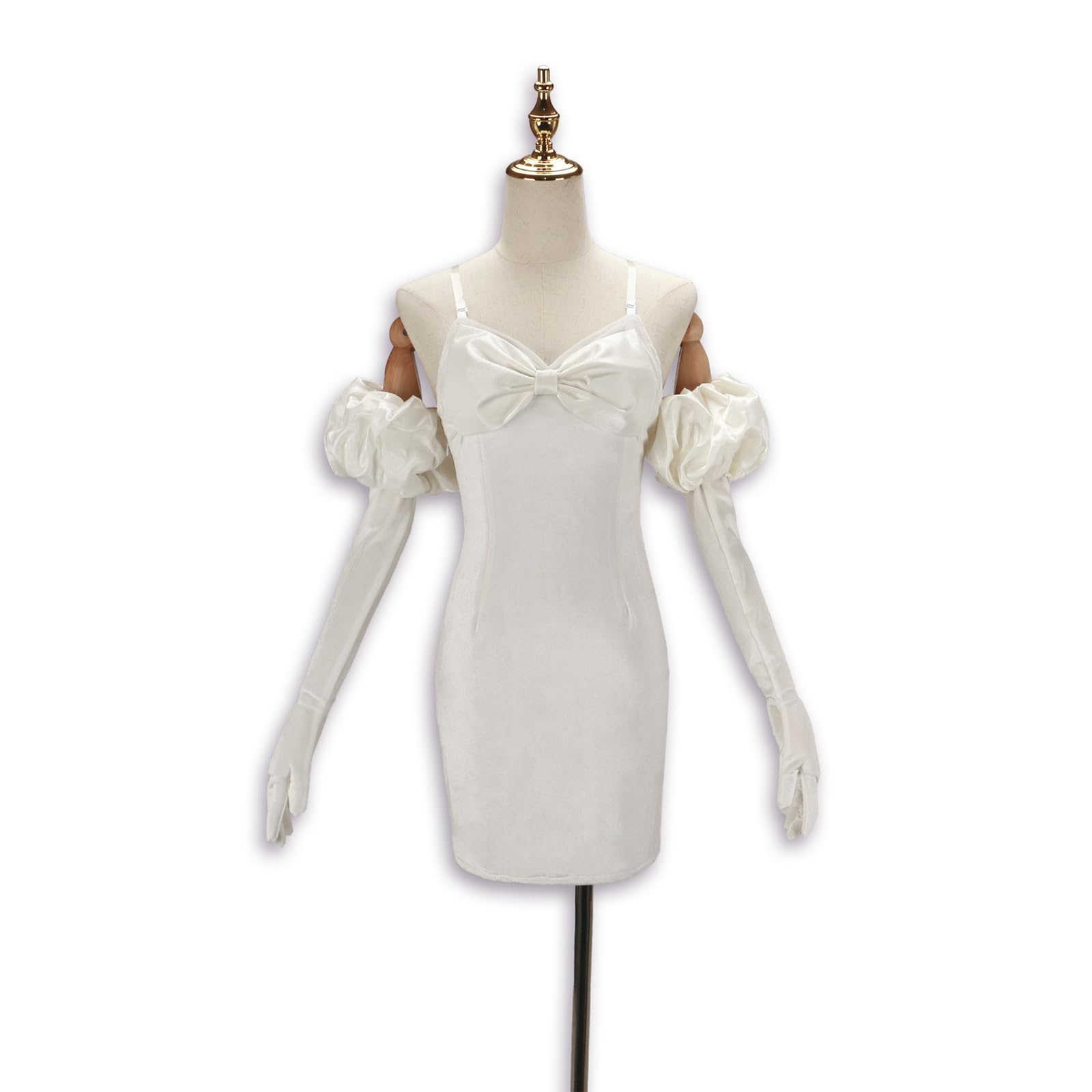 Photo 1 of Helltaker Women Cosplay Costume White Flower Sleeve Slip Dress for Halloween Party