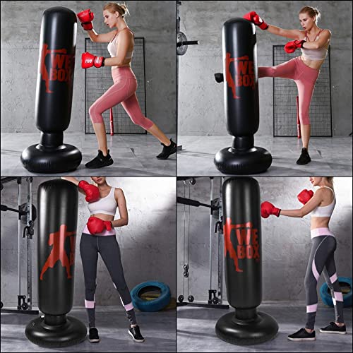 Beauenty Inflatable Punching Bag With Stand for Kids - Free Standing Boxing Bag for Karate, Taekwondo, De-stress - With Air Pump Boxing Set (160cm)