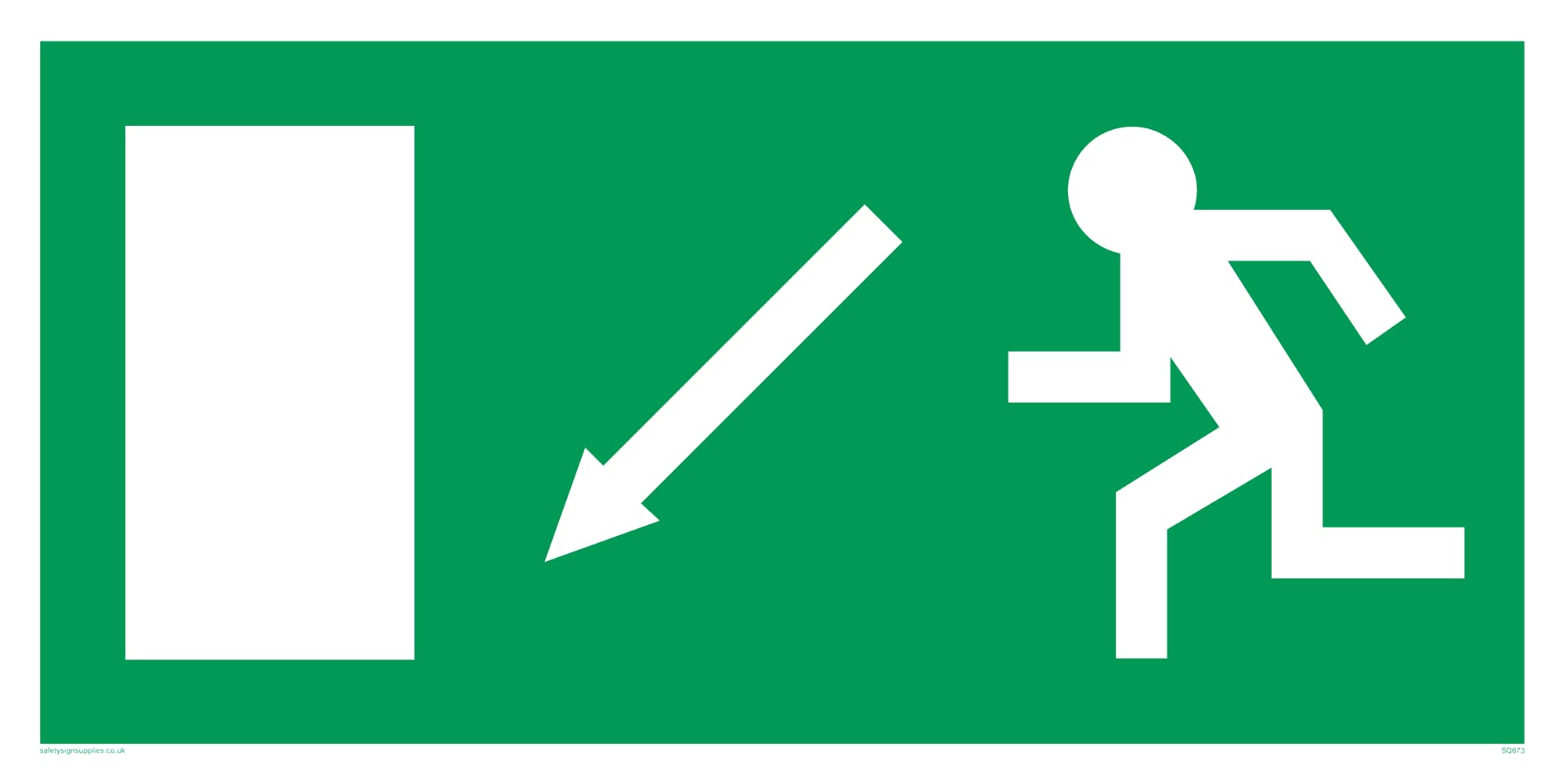 Pack of five - Eec Down & Left Fire Exit Sign - 300x150mm - L32