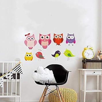 Amazon Com Baby Room Wall Decal Cute Owl And Birds Decor Sticker Nursery Beddroom Decoration Wall Stickers Removable Peel Stick Yo6617 A Style Baby
