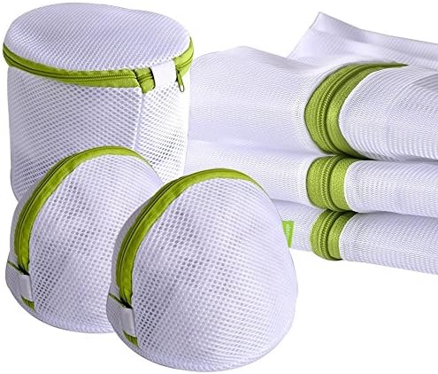 Laundry Wash Bags,Hituus Pack of 6 Mesh Storage Washing Bag for Laundry, Blouse, Hosiery, Stocking, Underwear, Bra and Lingerie, Travel Laundry Bag (Green)