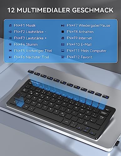 TeckNet X 315 ultra slim wireless Mini keyboard (QWERTZ, 2.4 GHz, 84 keys) black