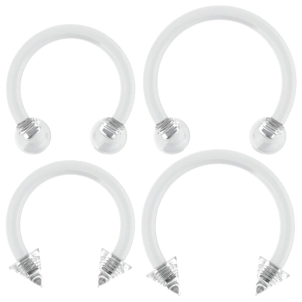 4pc 1.2mm 16g Piercing Cartilage Retainer Keeper Clear Coloured Flesh Acrylic 16 Gauge Retainer Keepers for Ear Earring Earrings Plastic Helix