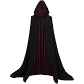 Ulbemoll Hooded Cloak Cape for Men & Women Halloween Cape Cloak Unisex Witch Vampire Cosplay Costume, Wine red