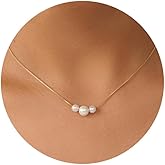 PRTGL Pearl Necklace: 14K Gold-Plated/White Gold-plated Pearl Necklace for Women 16.5” + 2”