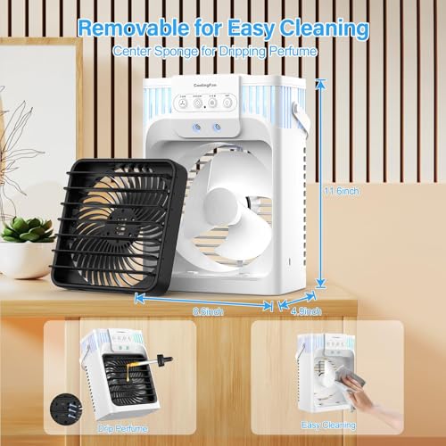 Portable Air Conditioners, 4 in 1 1200ML Personal Air Conditioner, Evaporative Air Cooler Fan with Remote, 7 RGB Light Modes, 3 Speeds & 2-8H Timer for Bedroom,Car,Nightstand, Office, Dorm, RV