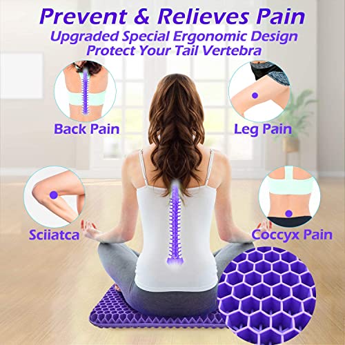 Extra Large Gel Seat Cushion for Long Sitting Double Thick Gel Seat Cushion with Cover Gel Seat Cushion for Pressure Sores Breathable Honeycomb Cushion for Office Chair Wheelchair to Relief Sciatica