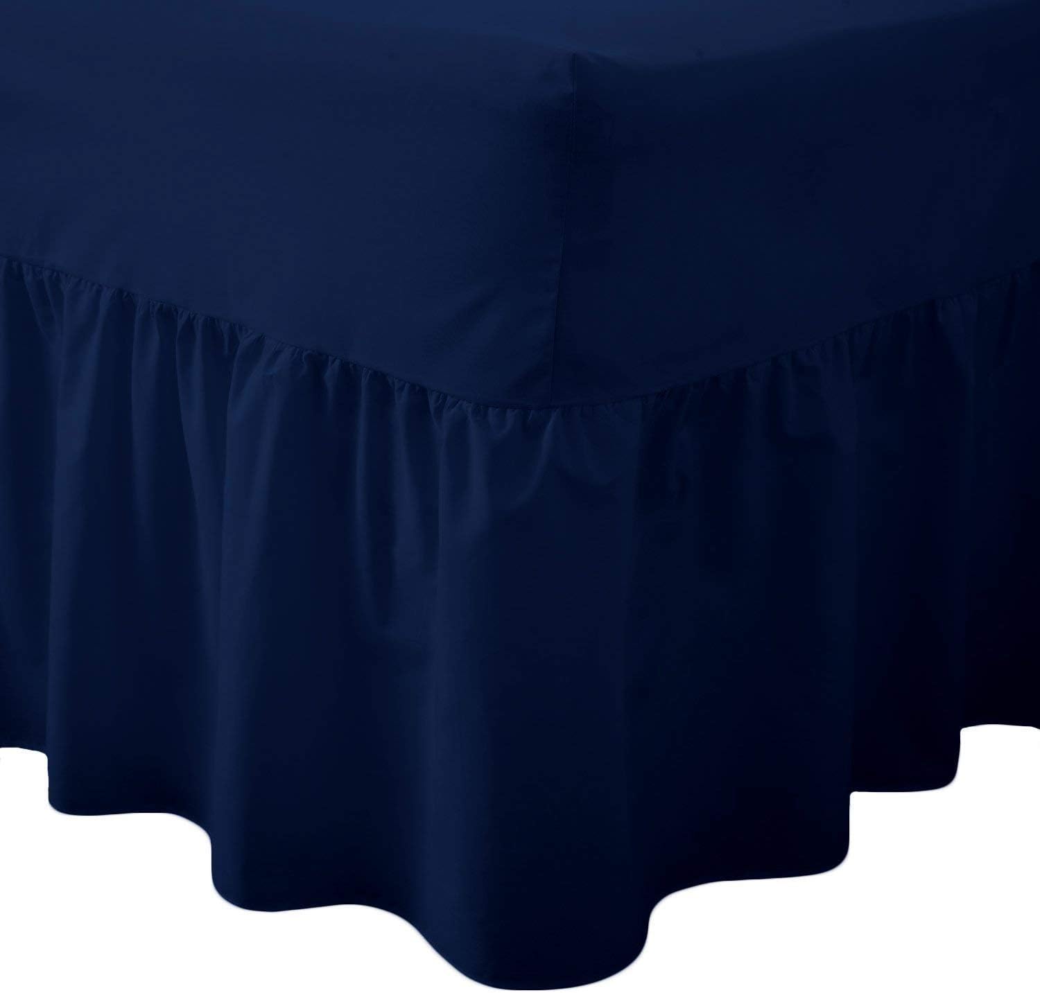 Thread Linen Fitted Valance Poly Cotton Fitted Valance Bed Sheet (Pillow Pair, Royal Blue)