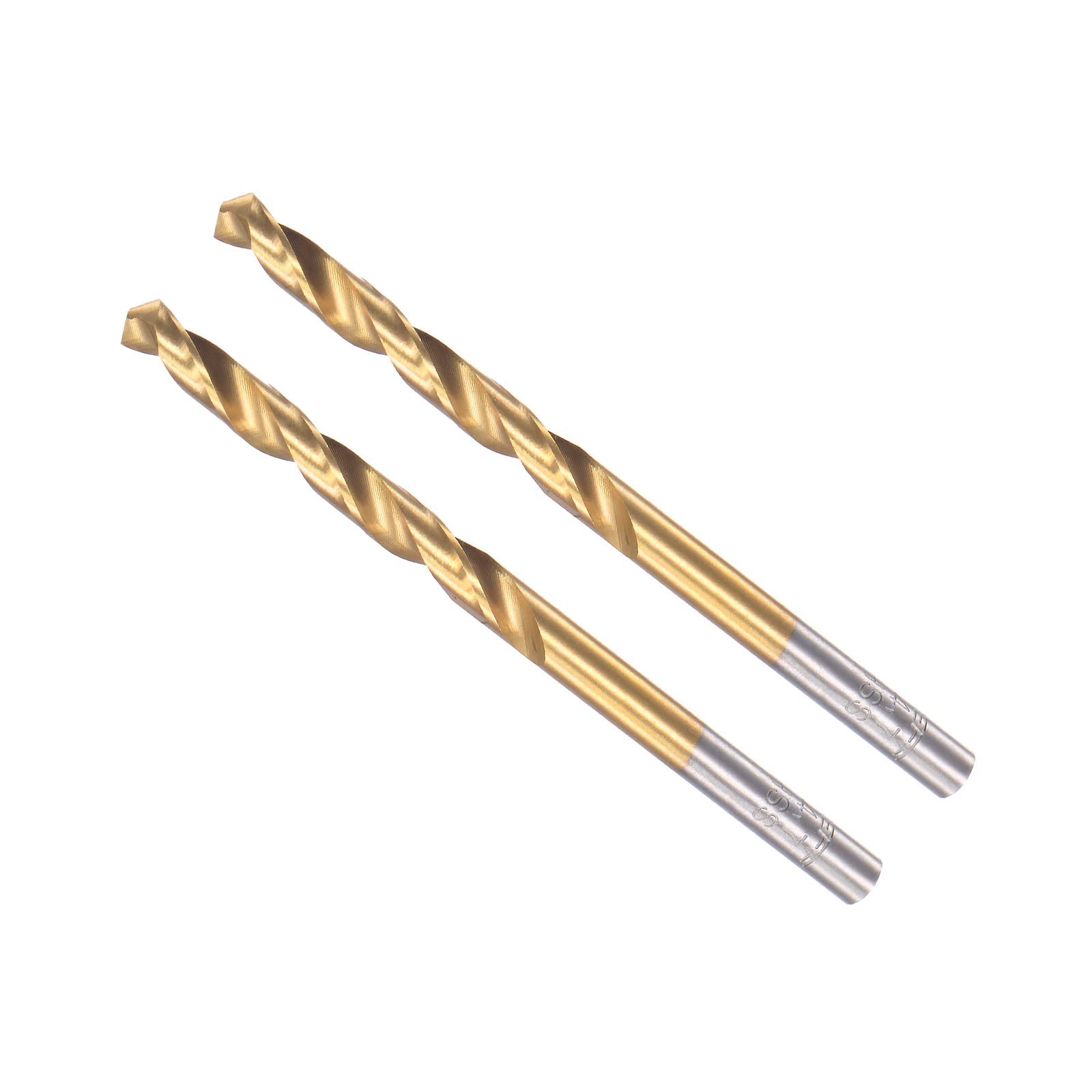 CoCud Twist Drill Bits, 4.7mm Drilling Diameter, Titanium Coated High Speed Steel 6542 Straight Round Shank - (Applications: for Stainless Steel Alloy Metal), 2-Pieces