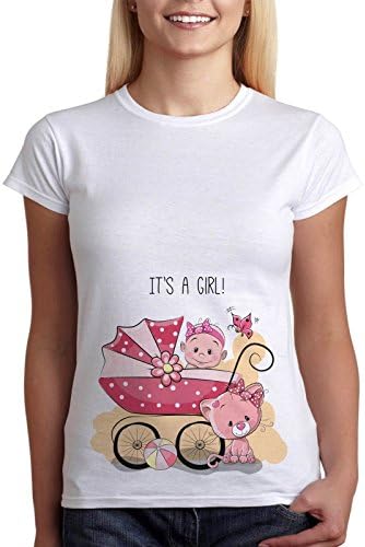 Funny Pregnancy T-Shirt Its A Girl Baby Kitty 100% Cotton Maternity Clothes M