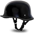 Daytona Helmets German Helmet for Men - Novelty Half Helmet with Breathable Liner - Retro Skull Cap Helmet with Head Wrap
