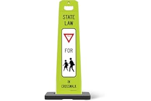 SIGO SIGNS Yield for Pedestrians Crosswalk Sign for School Zone and Street Crossing Vertical Panel Sign Kit Double Sided 3M Engineer Grade Reflective, 20 lbs Black Portable Rubber Base, Impact Resistant Plastic Frame