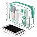 ANRUI Clear Makeup Bags, 3 Pack Quart Size Travel Bag, TSA Approved Toiletry Bag, Clear Travel Bags for Toiletries Carry on Lakeblue