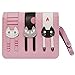 Shayin FXTXYMX Women's Cute Cat Wallets PU Leather Coin Purse Bifold Wallet Clutch Bag Card Holder for Teen Girls (Pink)