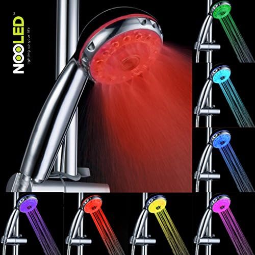 Nooled LED Light hand Shower Head 7 Colors Changing Fading Glow Light for Home Bathroom Use, Easy To Install With Built In Water Filter/ 3 Diffrent setting's