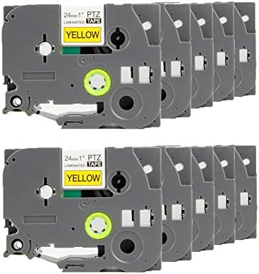 P PUTY 10-Pack Compatible Cassette Ribbons Laminated Label Tape TZ TZe-651 TZe651 Black on Yellow 24mm for Brother P-Touch Printer PT-1500PC PT-2700 PT-D600VP PT-P750W 8m