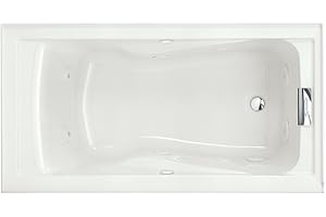 American Standard 2425VC-RHO.020 Evolution 5-Feet by 32-Inch Right-Hand Outlet Whirlpool Bath Tub with EverClean, Hydro Massage System I and Integral Apron, White