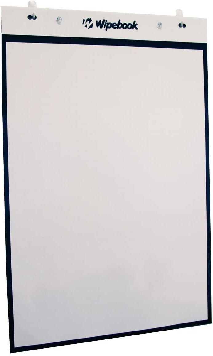 WIPEBOOK Flipchart - Portable and Reusable whiteboard Flipchart, 24"x 36", eco-Friendly Dry-Erase Board, with 20 Surfaces: 10 Graph + 10 Blank