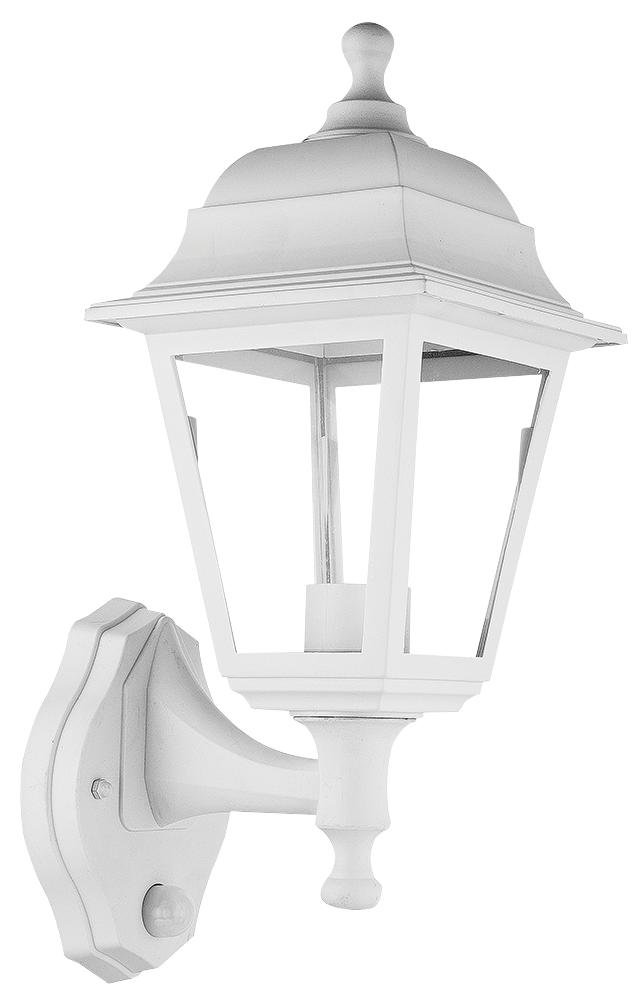 Ex-Pro Outdoor Wall Mounted Dust to Dawn Sensor Light Lantern, LED E27 11W, IP44 Rated, Traditional Exterior Security Lamp, 27x14cm, White - 1 Pack