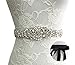 E-Clover Bridal Crystal Rhinestone Wedding Dress Sash Belt With Ribbon (Black)