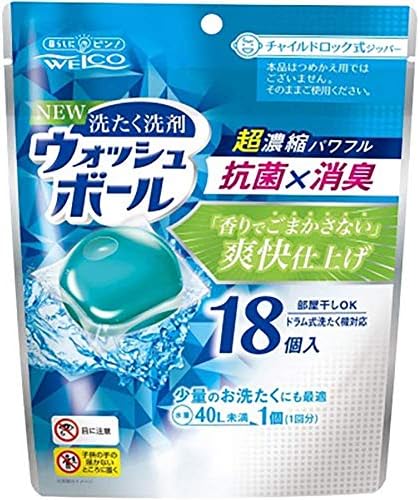 Amazon 超濃縮ボール型洗剤 洗たく洗剤ウォッシュボール 18個入 4個 ウォッシュボ ル 液体洗剤