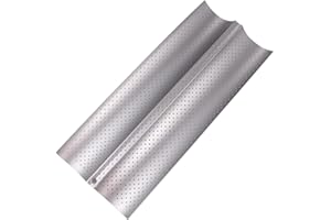 TOYANDONA Non-Stick 2-Slot French Bread Baking Tray Silver, Small Size Baguette Mold for Home Kitchen