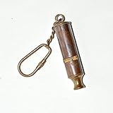 VINTAGE STYLE BRASS SCOUT WHISTLE KEY CHAIN KEY