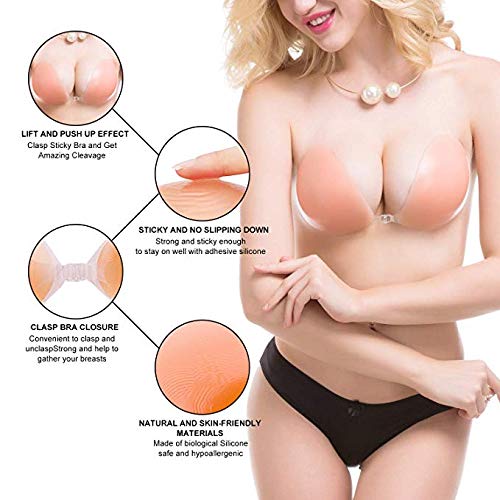 ROSE BRA Silicone Strapless Backless Adhesive Bra Reusable Pull up Bra Backless Invisible Sticky Bra